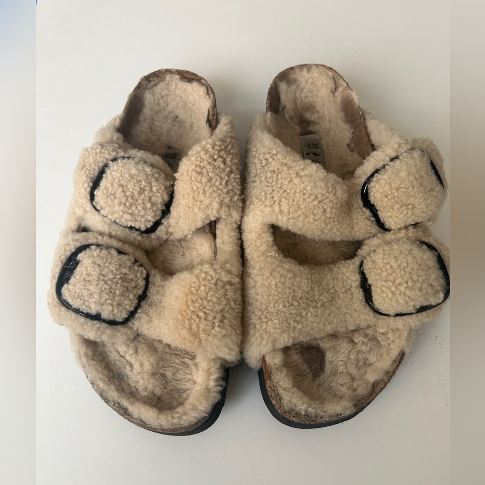 Birkenstock Papillio Arizona Big Buckle Teddy Shearling sandal 38/7